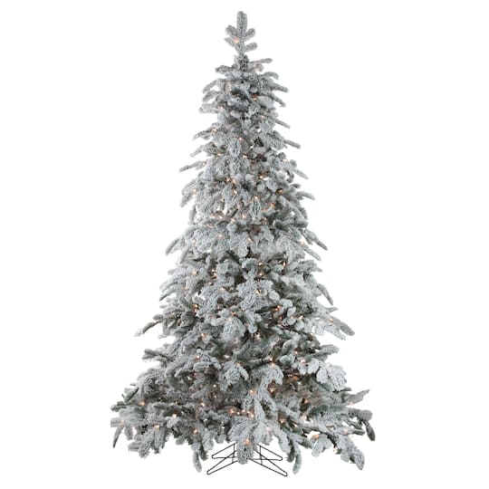 7.5Ft Pre-Lit Real Touch™️ Flocked Whistler Noble Fir Artificial Christmas Tree, Clear Lights By Northlight in Green | 7.5 ft | Michaels®